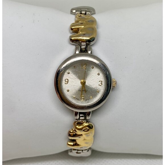 FSC women watch elephant shaped bracelet two tone quartz 22mm up to 7.5” running - Picture 1 of 8